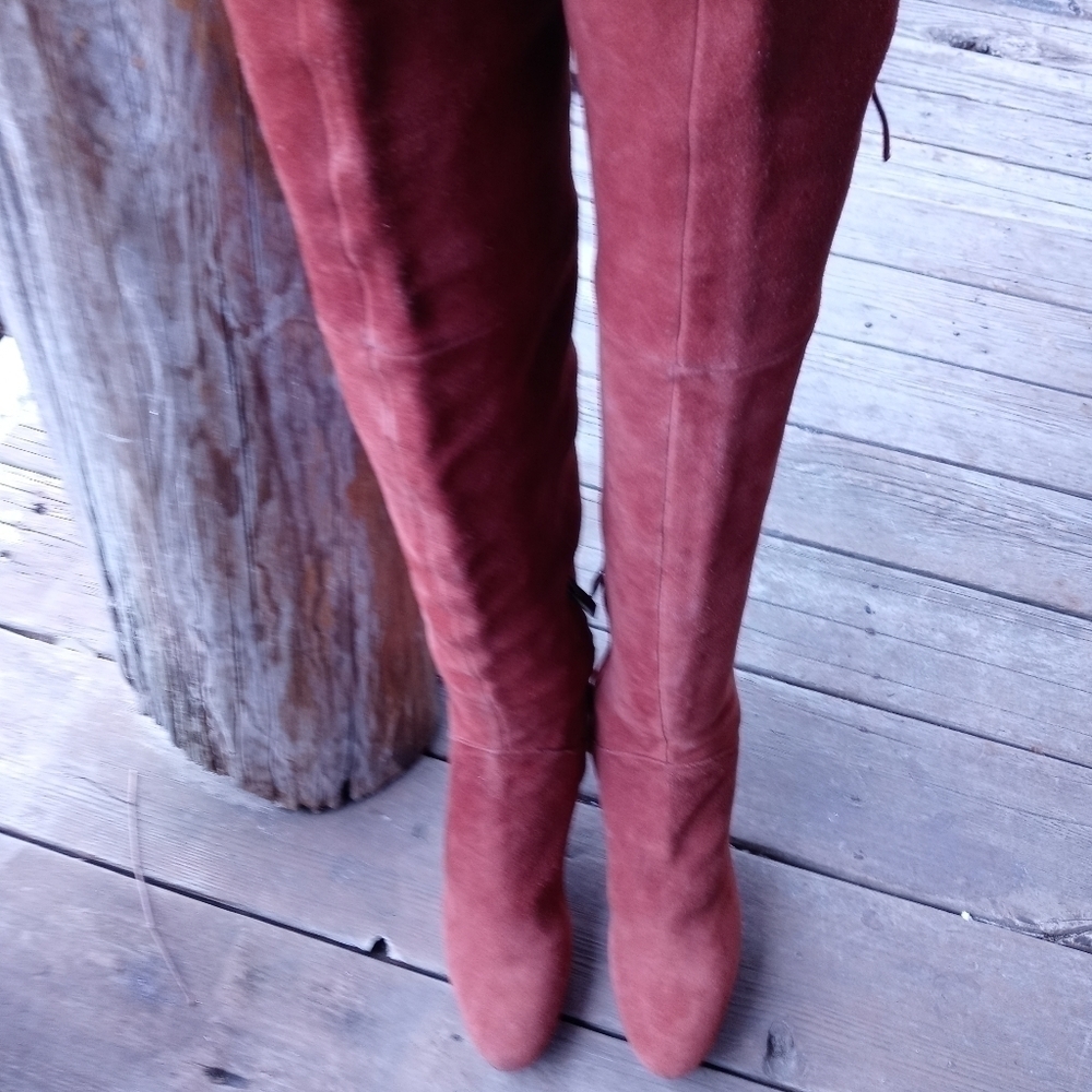 Sam Edelman 'Vesey' Over the Knee Red Wine Boot Suede Size 6M. New without box.